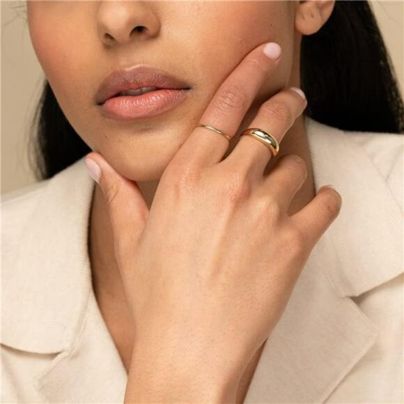 Thin 14K Gold Filled Stacking Ring Dainty Non Tarnish Thumb Pinky Band Size 4 11 - Picture 6 of 7